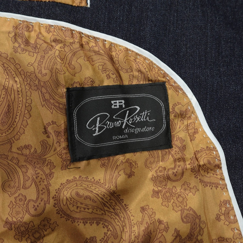 Bruno Rossetti Jacket Mens 48L Blue 70s‎ Paisley Lined Car Coat Denim Italy - Picture 9 of 15